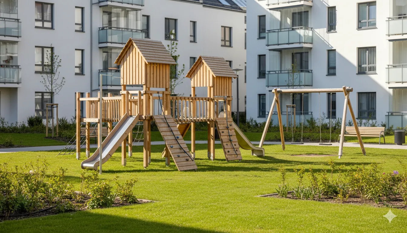 Kinderspielplatz mit Klettergerüst – Instandhaltung durch Service Lorenz